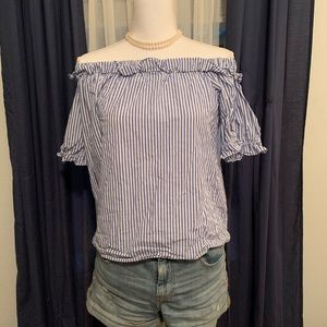 Off the shoulder striped Vineyard Vines top